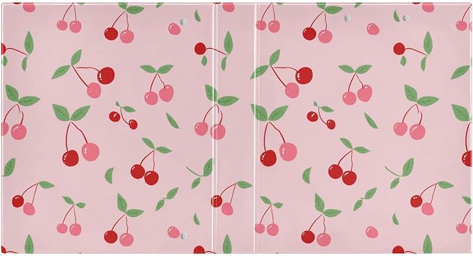Pink Cherry Hard Cover Ring Binder 1.5 Inch 3 Ring, Printed Ring Binder with Metal Non-Slip Clip Clear Pocket Water Resistant Round Ring Binders for Recipe Budget Office