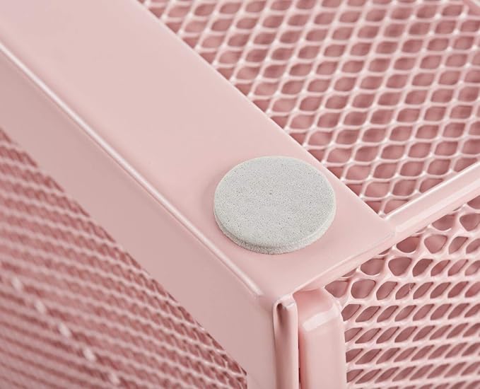 Annova Desk Organizer Wire Mesh 3 Tier Sliding Drawers Paper Sorter/Multifunctional/Premium Solid Construction for Letters, Documents, Mail, Files, Paper, Kids' Art Supplies (Light Pink)