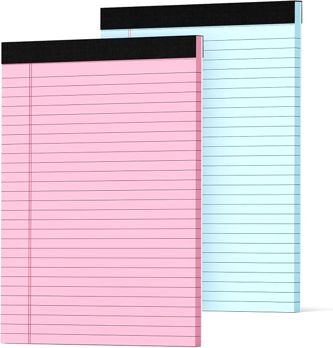 Colored Legal Pads 8.5 x 11, 2 Pack Pink Notebook Paper 8.5 x 11 Note Pads