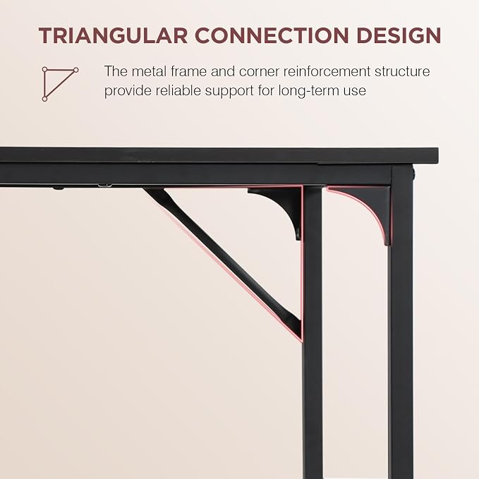 PayLessHere | 39 Inch Computer Desk | Black | Sturdy Office Desk | Metal Frame, Adjustable Feet | Water-Resistant, Scratchproof Surface | Writing Table for Home Office or Study | Pack of 1