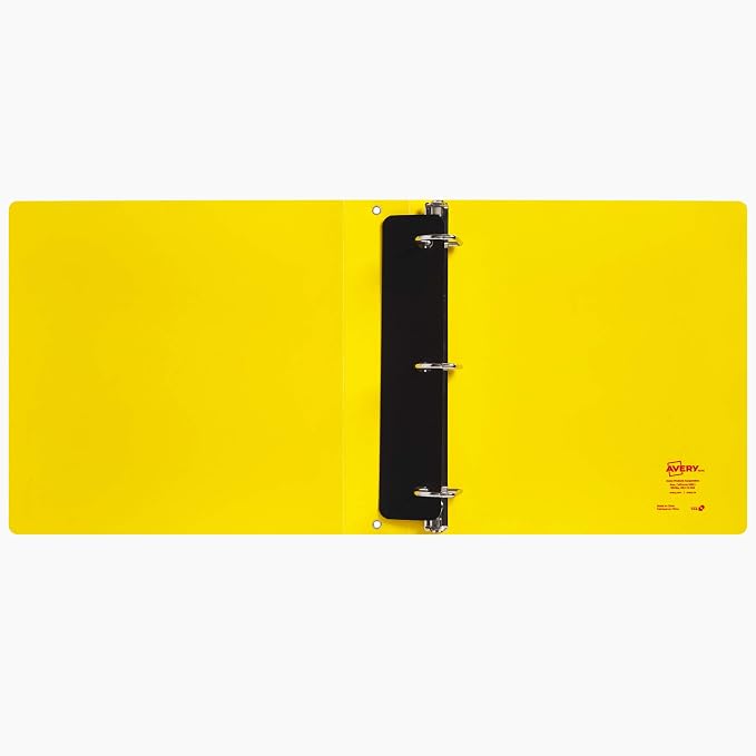 Avery UltraDuty SDS Binder, 1-1/2" Slant Rings, 1 Yellow/Red Binder | For Industrial Workplace Safety, OSHA HazCom Compliant, Water and Chemical Resistant, Attached Chain, Wide Cover Panels