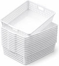 Geetery 12 Pack Classroom Storage Baskets with Handle,White | 14''x10'' Paper Tray Holds A4 Turn in Trays Plastic Paper Baskets Desk Organizer Bin for Classroom, Library, Office, Home
