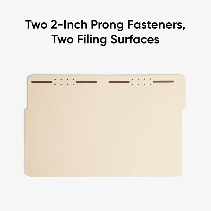 Smead Fastener File Folder,2 Fasteners,Reinforced 1/3-Cut Tab,Letter Size,Manila,50 per Box (14537),(Pack of 5)
