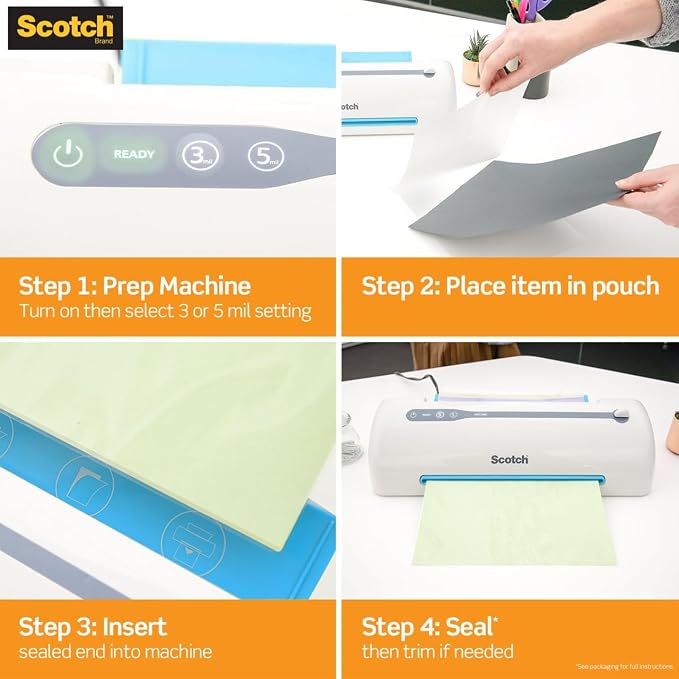 Scotch Self-Sealing Laminating Pouches, 2 in x 3.5 in Business Card Size (Pack of 300)