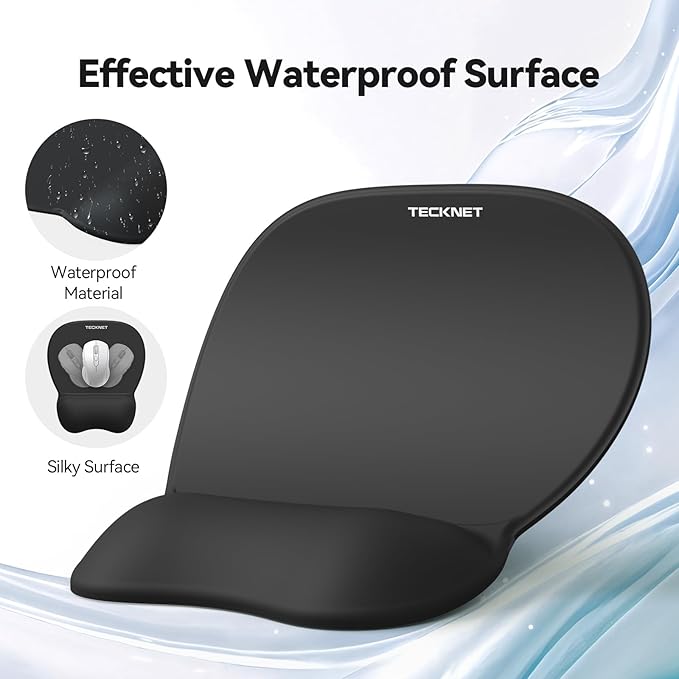 TECKNET Gel Mouse Pad Set with Wrist Rest and Keyboard Wrist Rest, Ergonomic Mousepad Rests with Non-Slip PU Base for Pain Relief, Computer, Laptop, Office & Home