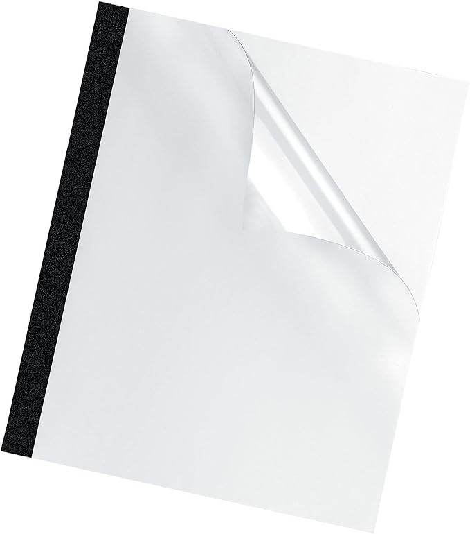 5222701 Thermal Binding System Covers, 9 3/4 x 11 1/8, Clear/Black, 10/Pack Size: 1quot;
