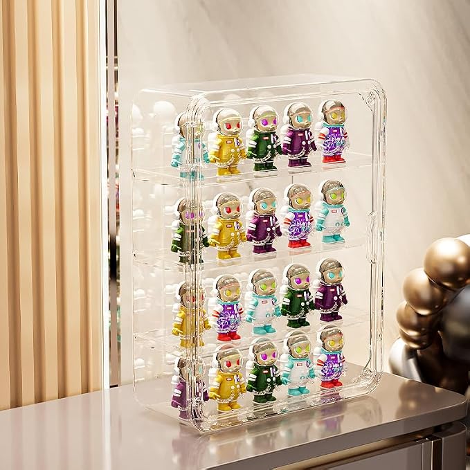BOHOIDEE 4 Tiers Clear Display Case for Figures, Acrylic Storage Organizers Box with Magnetic Door, Wall-Mounted Dustproof Showcase for Collectibles Action Figure