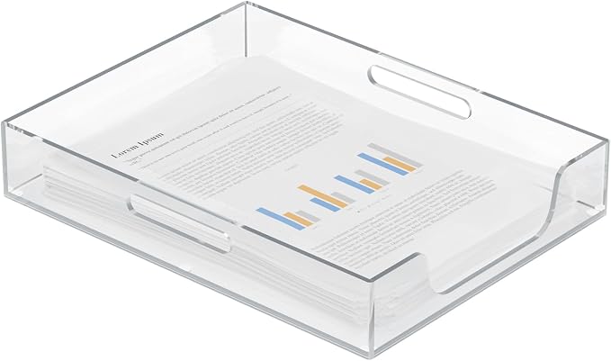 Acrylic Letter&A4 Paper Tray, Clear Desk Organizer, Multi-Function File Tray, Accessories Sorter for Papers, Documents, Magazines, Folders, Notebooks - 12.2'' x 9.25'' x 2'' (Vertical)