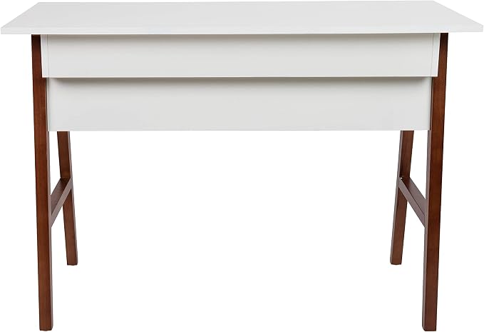 Flash Furniture Computer Desk with Drawer, 42", White/Walnut | Home Office, Writing Desk, Storage Drawer, Bedroom Desk