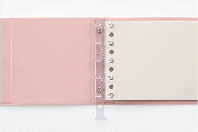 Maruman YOUANCE 5-Ring Binder, Holds 60 Sheets, Mini 3.8"x6", Light Pink | Durable Vinyl Cover, Storage Pocket, Includes 5 Colored 3mm Graph Paper Sheets & Clear Sheet Protector, Made in Japan