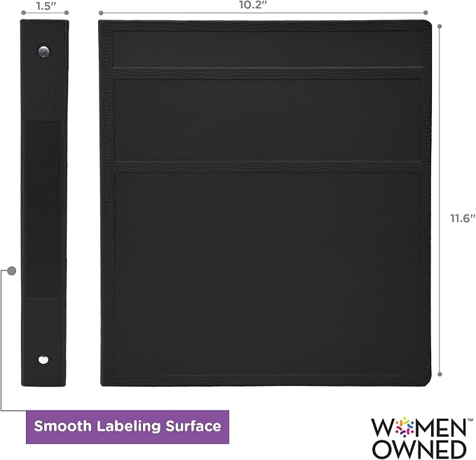 Carstens 1-Inch Heavy Duty 3-Ring Binder - Side Opening, Black, Durable Plastic, No-Gap Rings, Waterproof Cover, No Pockets, Holds 125 US Letter Sheets, BPA-Free, Made in USA (8719-3R), Case of 18