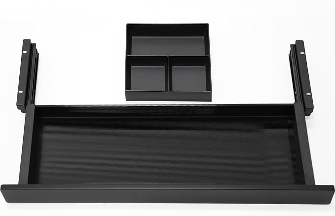 Under Desk Storage Drawer, Shallow Under Desk Drawer Organizer (Black 23.5 inch)