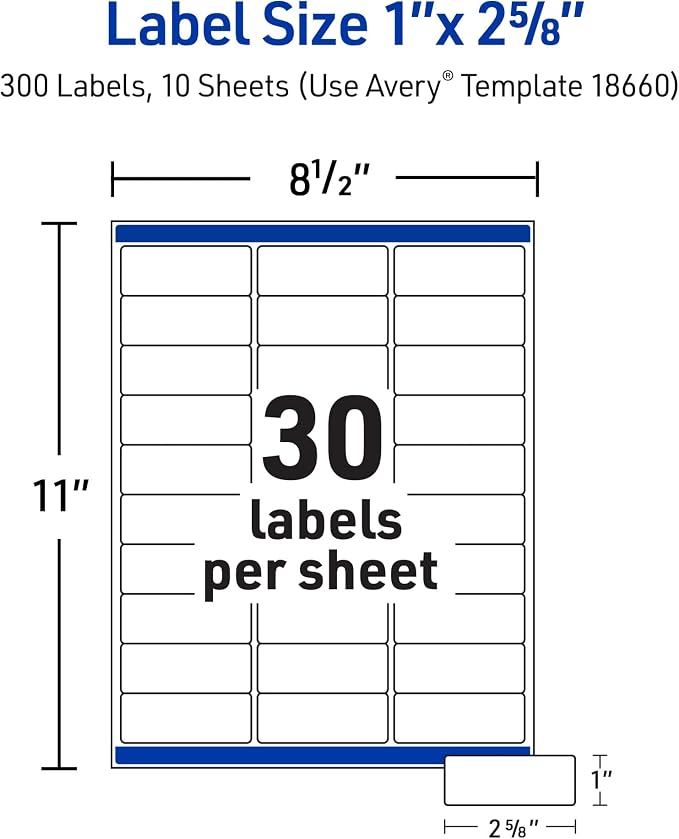 Avery Matte Clear Address Labels, Sure Feed Technology, Inkjet, 1" x 2-5/8", 1500 Labels (5 Packs of 18660)