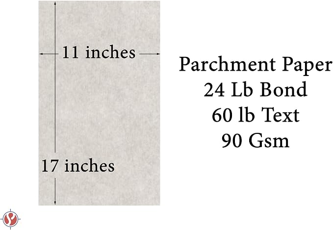 Smoke Gray Stationery Parchment Paper | 24 Lb Bond / 60 lb Text / 90 GSM Paper | 50 Sheets Per Pack | 11” x 17” Inches