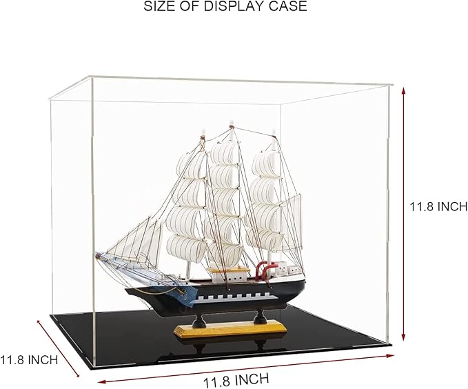 Clear Acrylic Display Case,Self-Assembly Acrylic Display Box,Countertop Box Cube Organizer Stand Riser Dustproof Protection Showcase for Action Figures Toys Collectibles (11.8x11.8x11.8 inch)