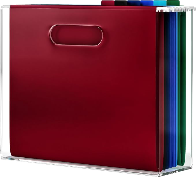 File Organizer for Desk - This Acrylic Storage Box is great for Office Organization - Its Modern Acrylic Magazine Holder makes a Great Gift for Home/Work Space