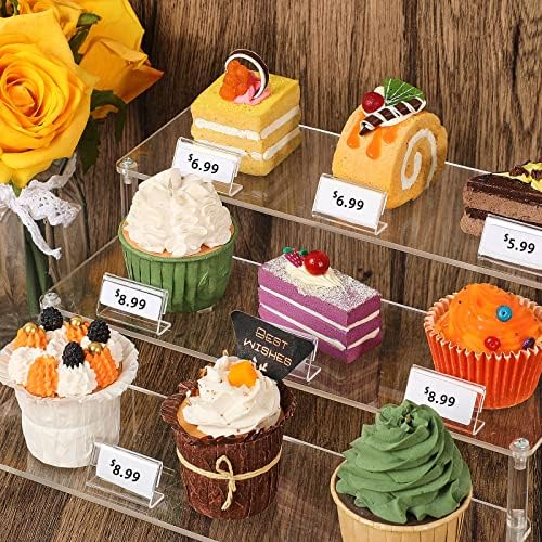 Nezyo Acrylic Sign Holder L Shape Clear Tag Label Display Stand, 70 Pieces