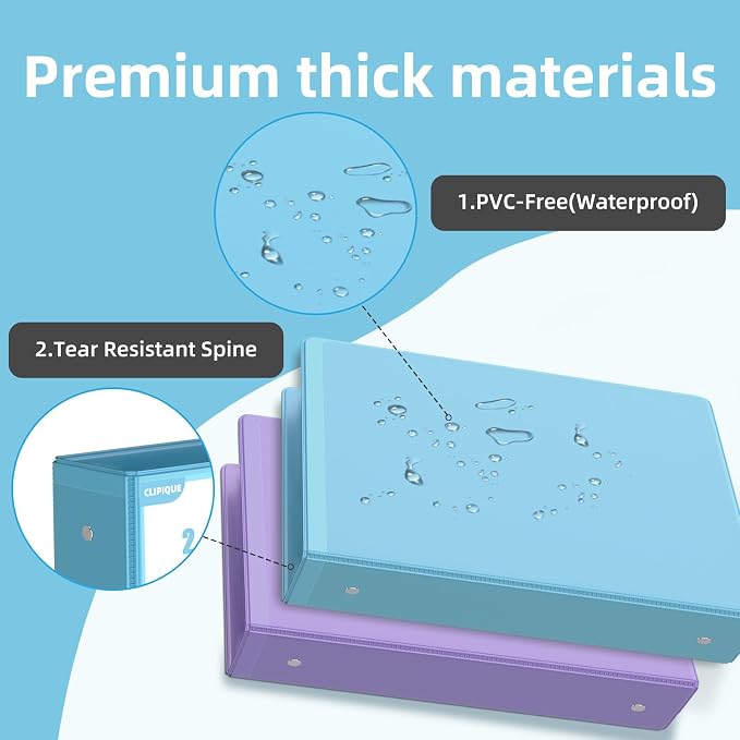 2 inch Binder 3 Ring, 4 Pack View Binder with 2 Pockets,PVC-Free,Customizable Clear View Cover for 8.5 x 11'' Letter Size Papers，Holds 450 Sheets, Round Ring