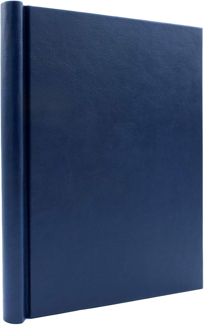 Faux Leather Springback Thesis Binder - Blue, 1" Spine, by Bindertek | 150 Sheet Capacity, High-Tension Spring Clamp Style, Perfect for Thesis Work, Legal Documents, Menus, Portfolios, Photography