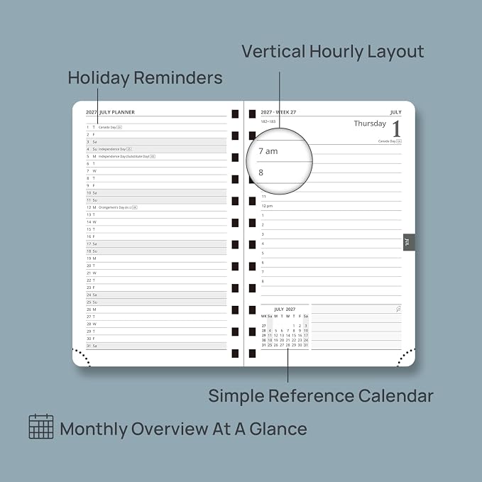 POPRUN 2027 Daily Planner One Page Per Day, 4.25" x 6.25" Small Calendar