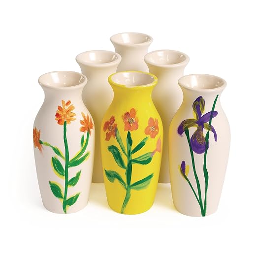 Colorations Decorative Ceramic Vases, Set of 12, Small, Unfinished | Ages 5+, Kindergarten+, Coated on Inside, Gift, DIY, Ready to Decorate, Arts & Crafts, Craft Project,
