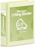 SUNEE 3 Ring Binder 1.5 Inch D Ring, Clear View Binder Three Ring PVC-Free (Fit 8.5x11 Inches) for School or Office Supplies, Yellow, 1 Pack