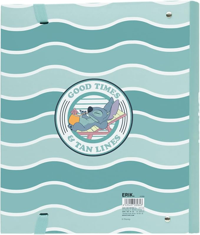 Grupo Erik Disney Stitch 4 Ring Binder A4 - Stationery Gifts, Merchandise | A4 Folder with Elastic closure, School Folders for Paperwork A4, Back to School Supplies | Disney Stitch Merch, Gift