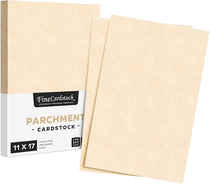 Natural Stationery Parchment Recycled Paper | 65lb Cover Cardstock | 11" x 17" inches | 50 Sheets per Pack