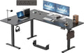 Agilestic 63 x 48 Inch L Shaped Standing Desk with Powerstrip, Black | Outlets, Cable Management, Corner Desk, Ample Workspace, Memory Presets, Hooks, Stable Steel Frame,176 lbs, Splice Board