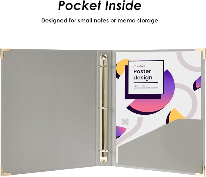EOOUT 6 Pack 3 Ring Binders 1 inch, Three Round Ring 1'' Binders with 2 Pockets Interior, 6 Gold-Stamped Floral Color, Fits 8.5'' x 11'' Letter Size Paper for School Office Supplies