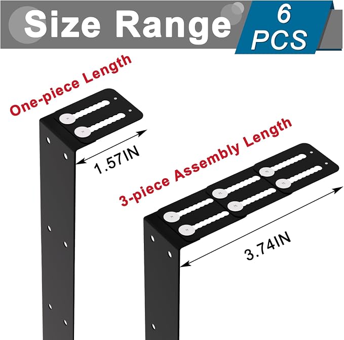 6 Pcs Cubicle Shelf Hanger Extenders for Office Desk Width Extension Black | Metal Cubicle Storage Hangers Expanders for Office Organization, Workstation Shelf Extension