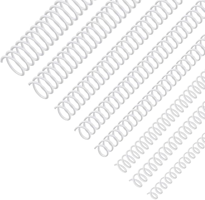 120 Pack Plastic Spiral Binding Coils Binder Binding Spirals Rings Multi Size Spiral Binding Wire Combs Spines Coils, 4:1 Pitch (White, 1/4 5/16 3/8 1/2 9/16 5/8 3/4 7/8 Inch)