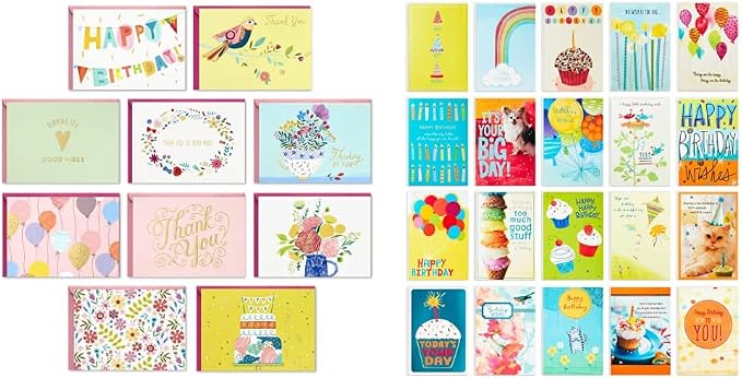 Hallmark Pack of 30 Assorted Boxed Greeting Cards, Good Vibes—Birthday, Thinking of You, Thank You, Blank Cards & Birthday Cards Assortment, 20 Cards with Envelopes