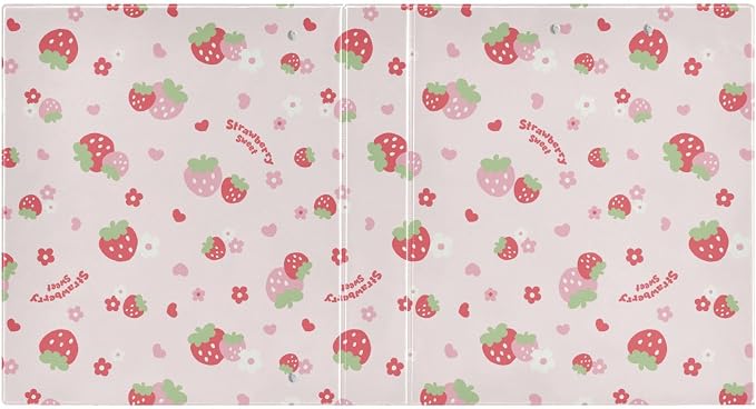3 Ring Binder Strawberries 1.5 Inch Three Ring Binder | Cute Binder with 3 Storage Pockets for Women School Office Supplies