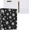 Football Black Round Ring Binders 1.5 Inch Soccer Sports Balls 3 Ring Clipboard Binder for Office School Work Supplies File Folder 200 Sheet Capacity
