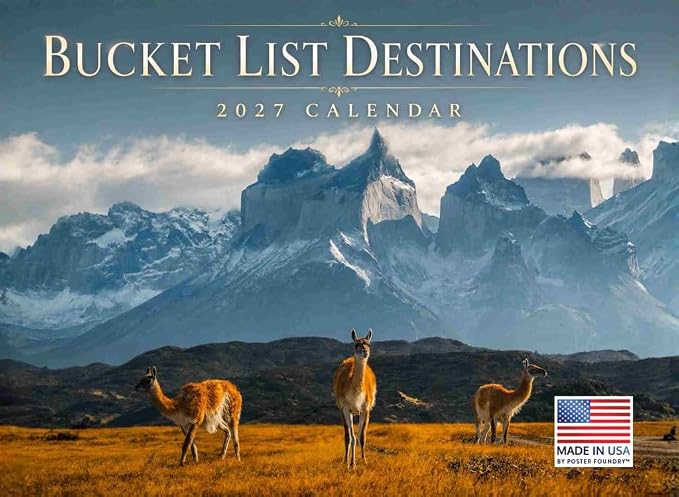 Bucket List Calendar 2027 Travel Destinations Monthly Wall Calender 12 Month