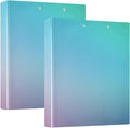 3 Ringed Binder 1 and A Half Inch Notebook Binders with Pockets 1/2 Pack School Binder Hardcover Teal Gradient Blue Pink Colored Blurred
