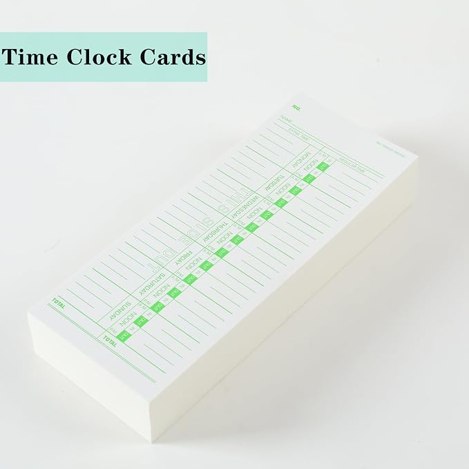 1000PCS Time Cards for Employees Weekly, 1 Sided Time Sheets, 3-1/2" x 9", Green