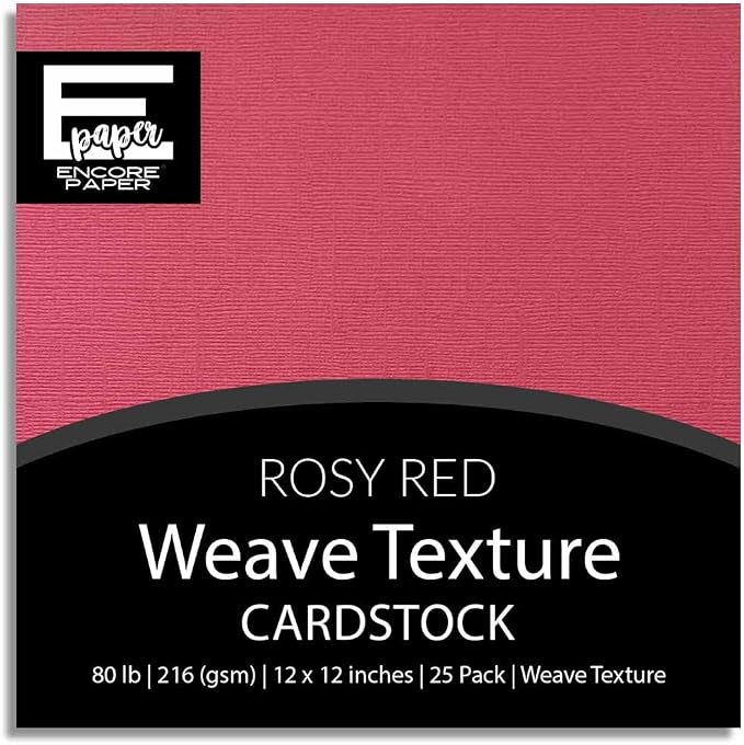 Rosy Red—12x12 Textured Cardstock | 80lb Textured Red Scrapbook Paper | Premium Cardstock for Cricut Cutting | 25 Sheets