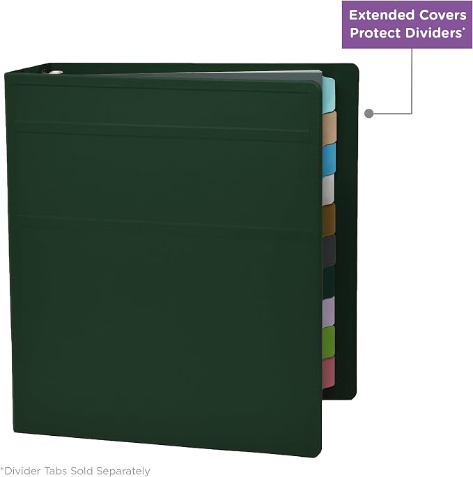 Carstens 3-Inch Heavy Duty 3-Ring Binder - Side Opening, Forest Green, Durable Plastic, Precision No-Gap Rings, Waterproof Cover, No Pockets, Holds 400 US Letter Sheets, BPA-Free Made in USA (1738-3R)