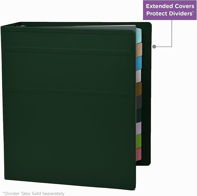 Carstens 2-Inch Heavy Duty 3-Ring Binder - Side Opening, Forest Green, Durable Plastic, Precision No-Gap Rings, Waterproof Covers, No Pockets, Holds 300 Letter Sheets, BPA-Free, Made in USA (5820-3R)