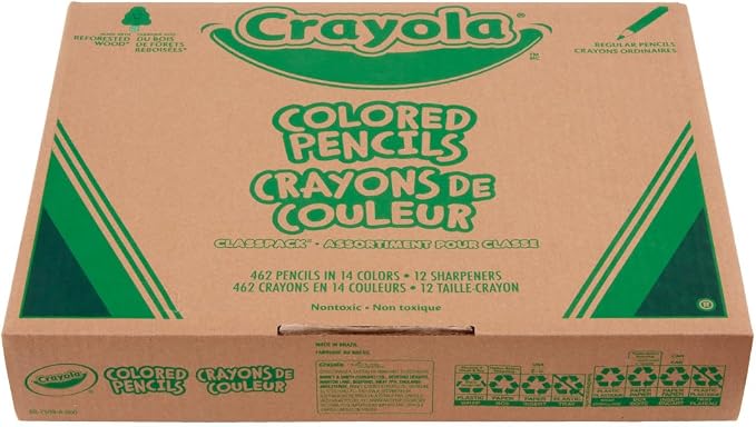 Crayola Colored Pencil Classpack (462ct), Teacher Appreciation Gifts | Classroom Must Haves, School Supplies, Bulk Colored Pencils, 14 Assorted Colors, Ages 3+