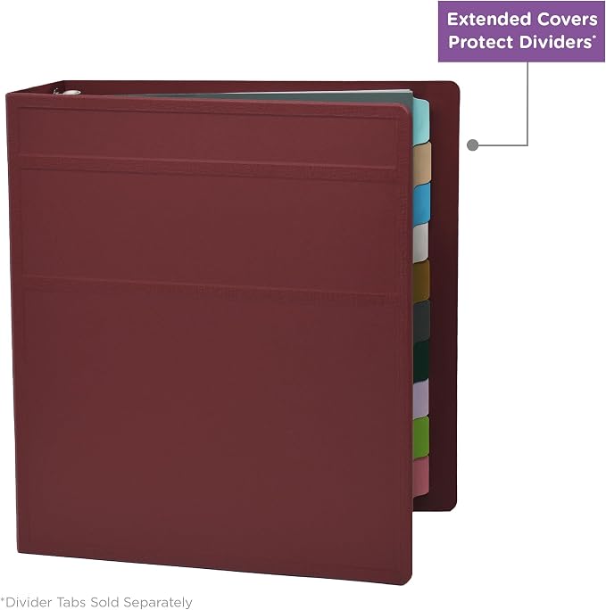 Carstens 3-Inch Heavy Duty 3-Ring Binder - Side Opening, Wine, Durable Plastic, Precision No-Gap Rings, Waterproof Cover, No Pockets, Holds 400 US Letter Sheets, BPA-Free, Made in USA (1743-3R)