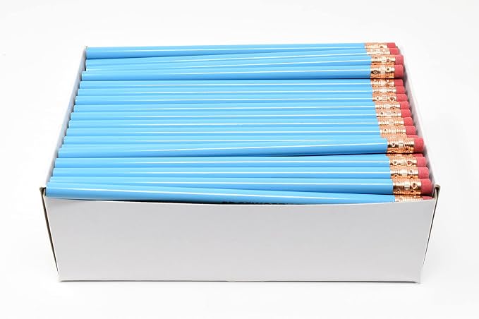 Pencil Guy Blank Round Pencils Light Blue 1000 to a box - Not Sharpened