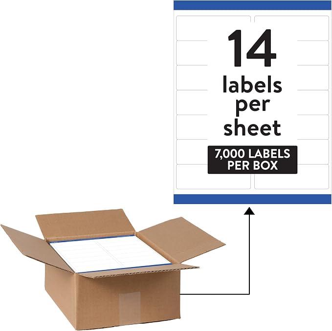 Avery Waterproof Labels with Ultrahold Adhesive, 1-1/3" x 4", Case of 7,000 Labels for Laser Printers (95522)