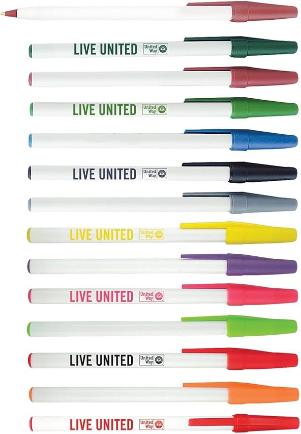 Personalized Stick Pens With your Custom Logo or Text-500 Pack Bulk-for Businesses, Parties, and Events, Custom Printed Slim Ballpoint Pens with Cap, Grey, Black Ink