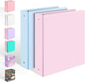 2 Pack BinderX Extra Durable 3 Ring Binder, 2 Inch Binder Round Ring, Fits 900 Sheets of 8.5x11 Paper, Customizable View Cover with Inside Pockets, Cute School Supplies for Girls, Pink & Blue