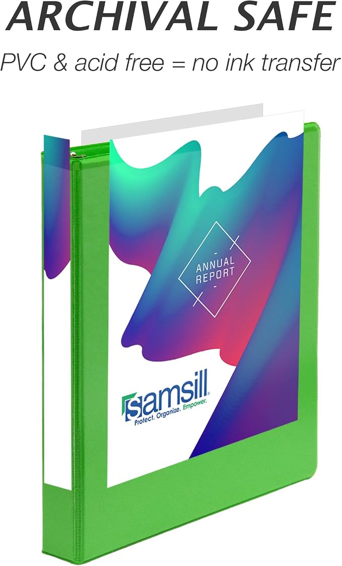 Samsill Durable 1 inch 3 Ring Binder, D Ring Binder, 100% Recycled Chipboard, Island Assortment, 6 Pack