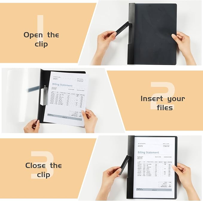 Maitys 1 Pack Durable Clear Report Covers with Clip 11 x 9 Inch Resume Portfolio Folder Letter Size Presentation Folder Transparent Front Report Blinder Interview School Business Student (Black)