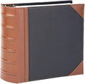 Executive Binder, English Leather 2 Tone with Stitching and Ribbed Spine, Heavy Duty 3 D-Ring with Boosters, Black (2" inch, 1PK)